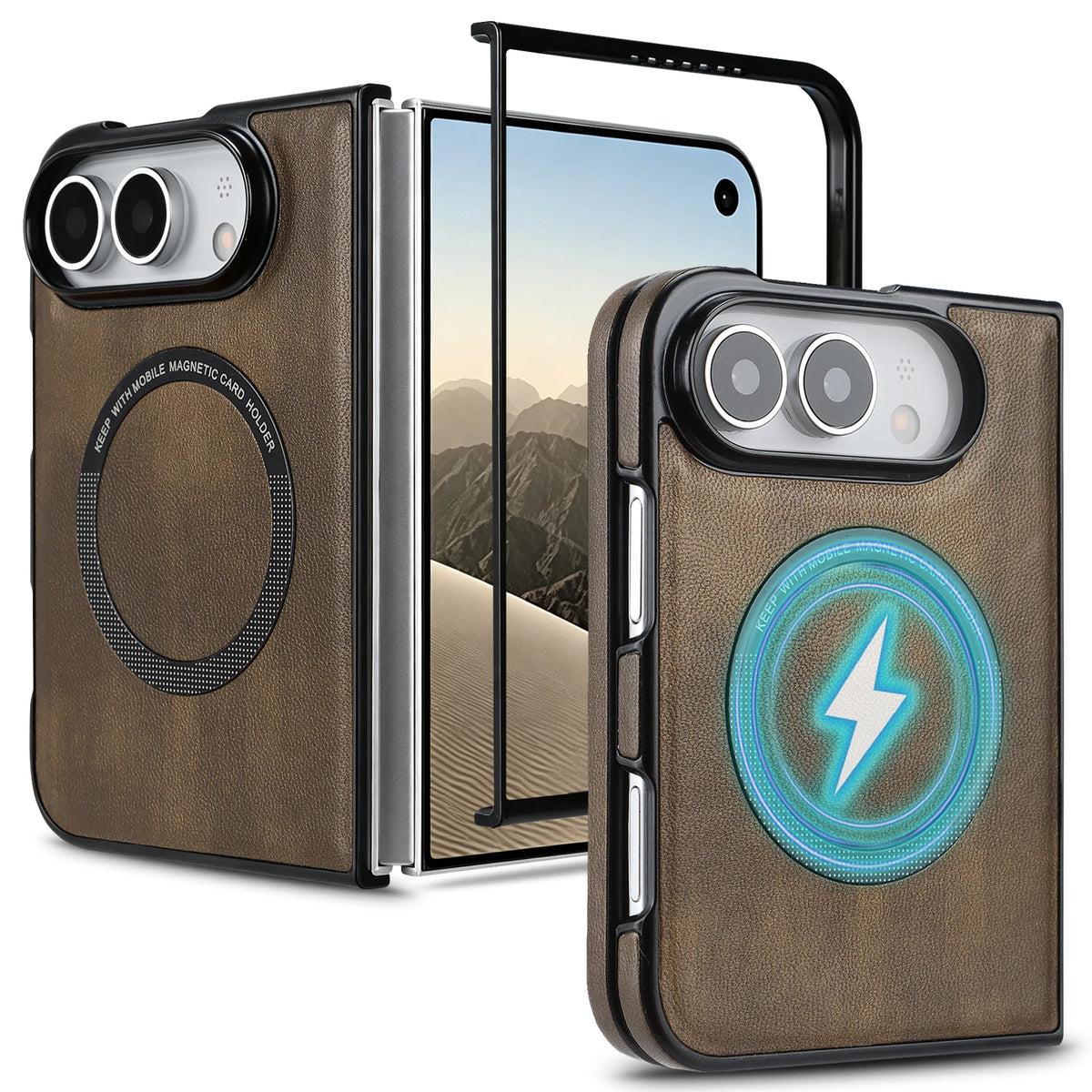 Premium Leather MagSafe Case with Raised Camera Protection for iPhone Duo