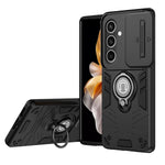 TPU Sliding Camera Shield Case with 360° Rotatable Ring Kickstand for Samsung Galaxy S25 Series