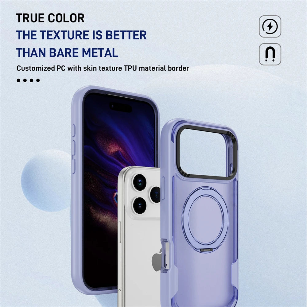Shockproof Luxury Matte MagSafe Case with Ring Holder for iPhone 17 Series