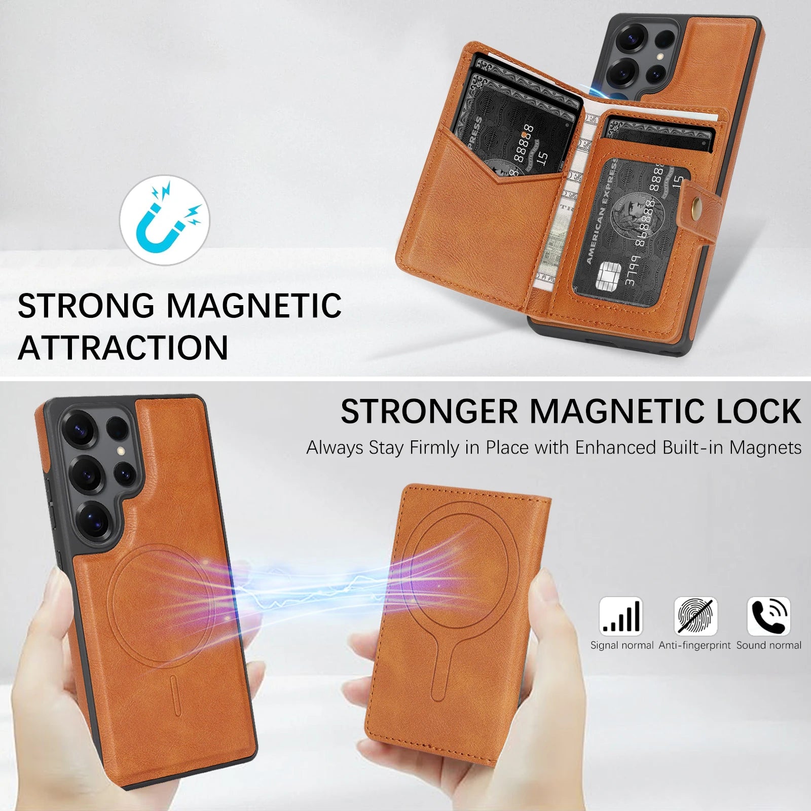 Luxury 2-in-1 Magnetic Leather Wallet Case for Samsung Galaxy S25 Series