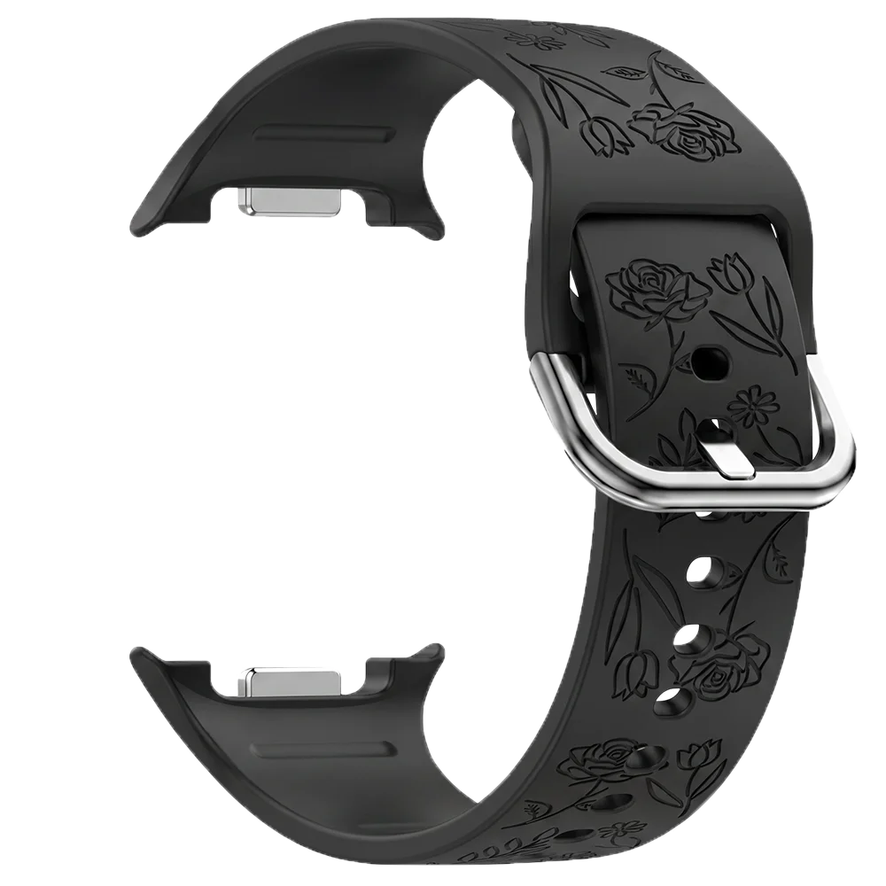 Floral Engraved Silicone Strap for Samsung Galaxy Watch 8 & Galaxy Watch 8 Classic