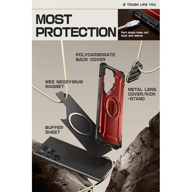 Full Body Rugged Case with Camera Cove for Samsung Galaxy S24 Ultra