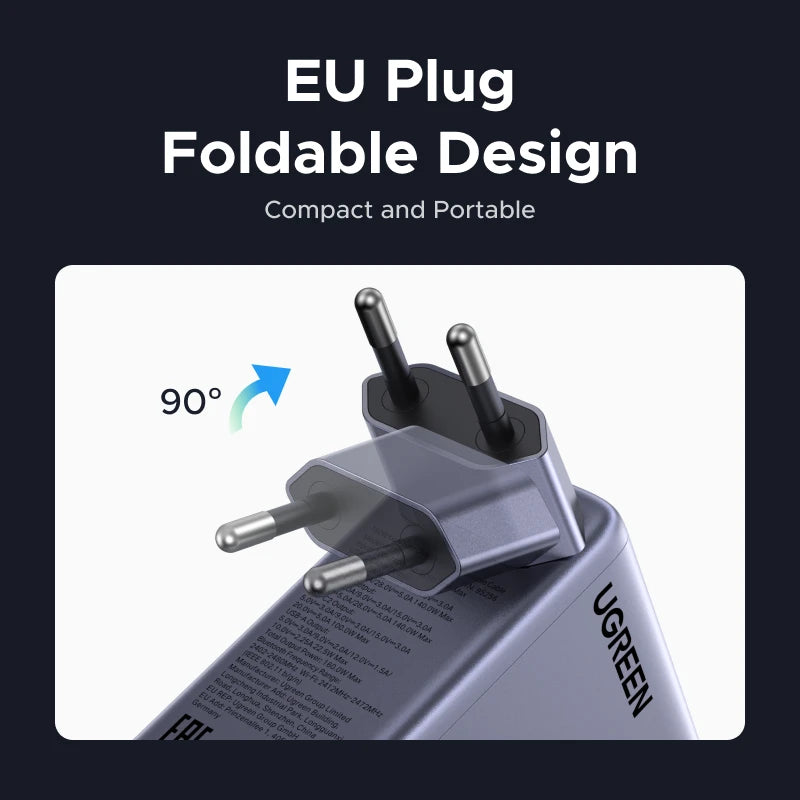 UGREEN 160W Smart Display GaN Charger Retractable USB-C Cable