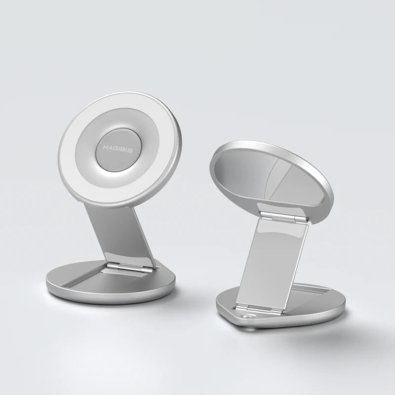 Dual-Sided Magnetic Foldable Phone Stand with Built-In Mirror