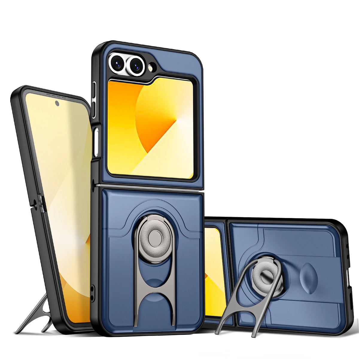 Military-Grade Protective Case with 360° Rotating Ring Stand for Samsung Galaxy Z Flip 6