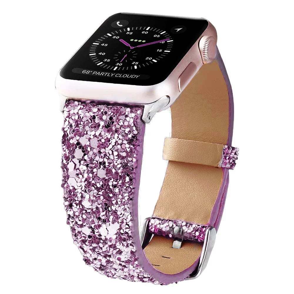 Luxury Shiny Glitter Leather Strap for Apple Watch