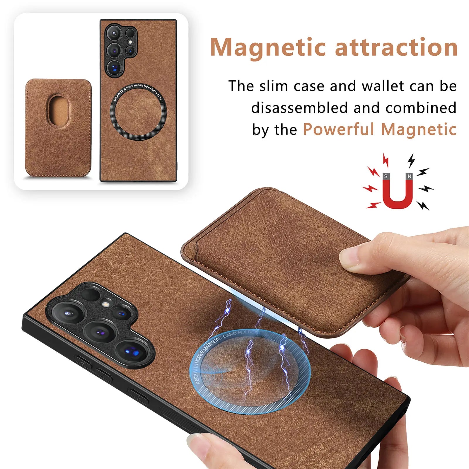 Luxury PU Leather Magnetic Card Slot Wallet Cover for Samsung Galaxy S25 Series