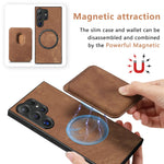 Luxury PU Leather Magnetic Card Slot Wallet Cover for Samsung Galaxy S24 Series