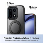 OnePlus 15 Shockproof Magnetic Matte Case with Rotating Metal Ring Holder