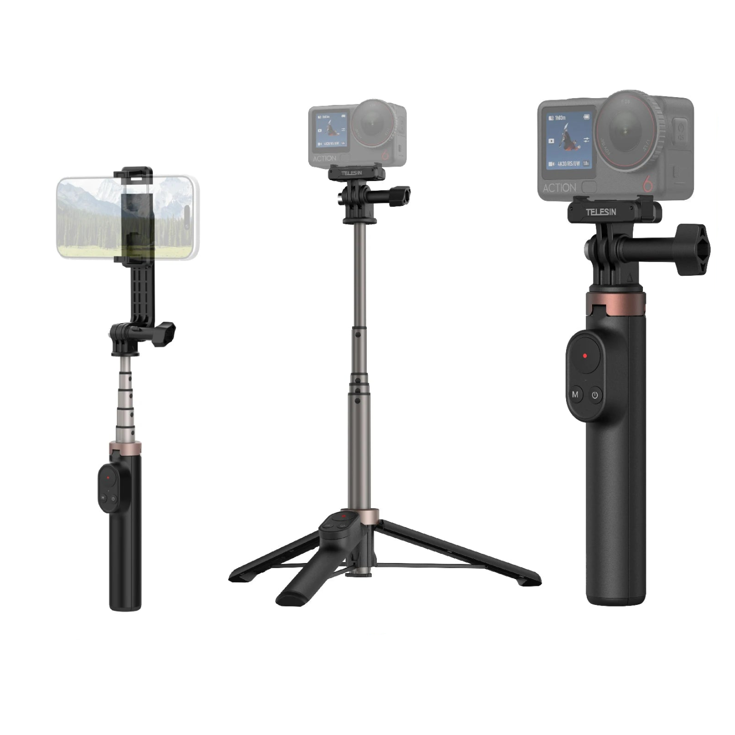 TELESIN Wireless Bluetooth Selfie Stick Tripod