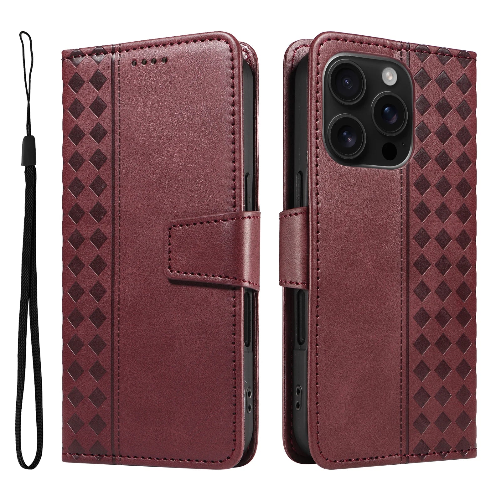 iPhone 15 Series Flip Leather Wallet Case with Kickstand