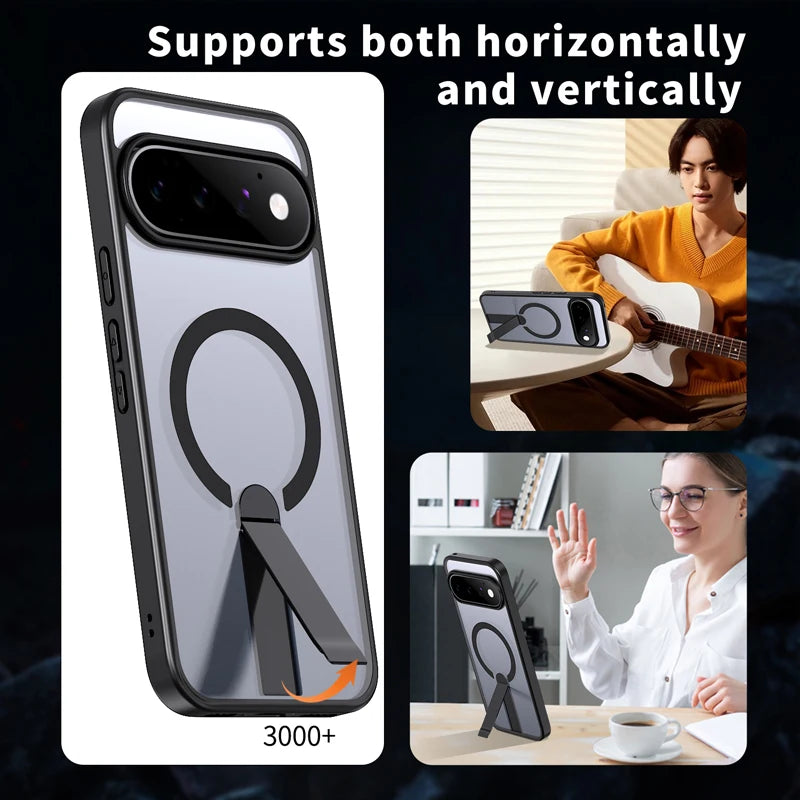 Matte PC+TPU Kickstand Case with 360° Rotating Metal Bracket for Google Pixel 11 Series