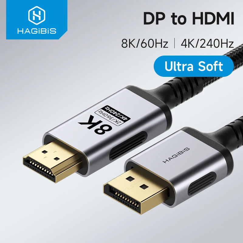 Hagibis 8K/60Hz DisplayPort to HDMI Cable