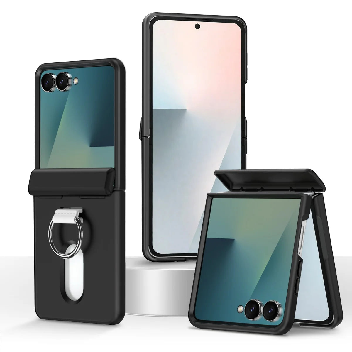 2-Card Wallet Flip Case with Rotating Finger Ring for Samsung Galaxy Z Flip 8