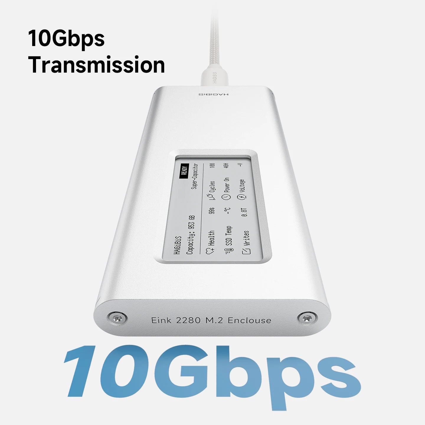 Hagibis Aluminum NVMe External SSD Case with Ink Screen