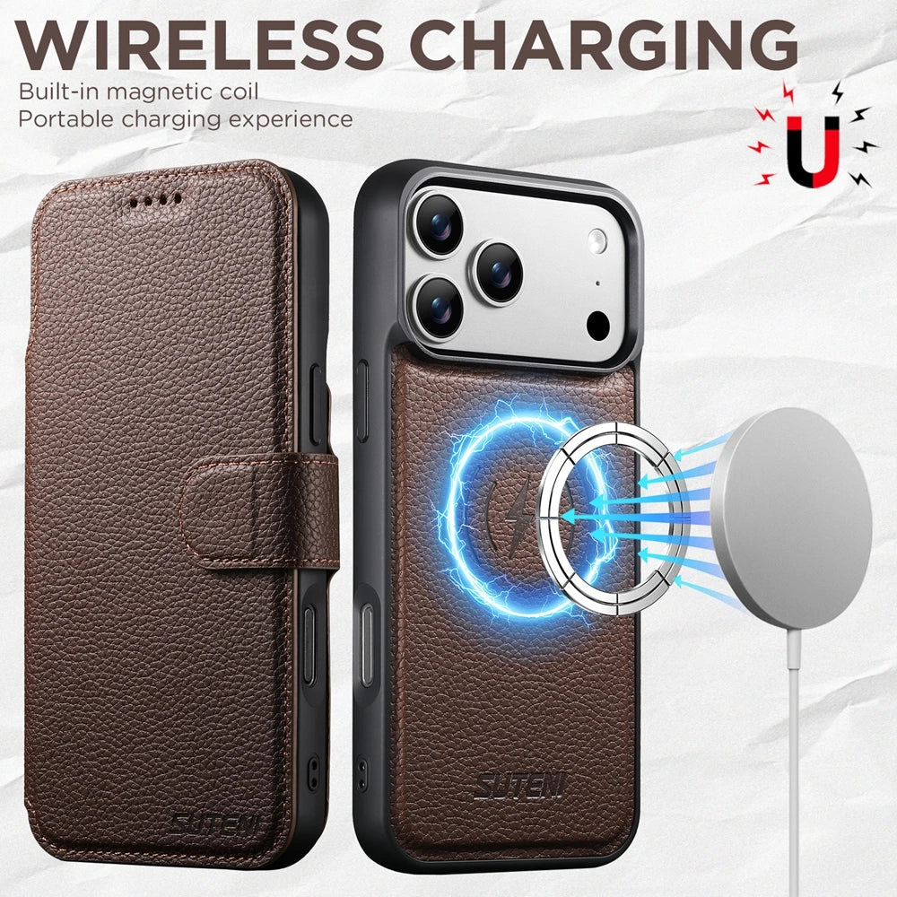 Premium Flip Leather MagSafe Wallet Case for iPhone 17 Series
