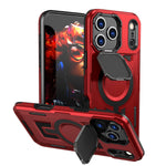 Shockproof Armor MagSafe Case with Lens Cover and Stand for iPhone 17 Series