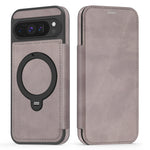Google Pixel 9 Series Leather Flip Case with Card Slot and Magnetic Ring Holder