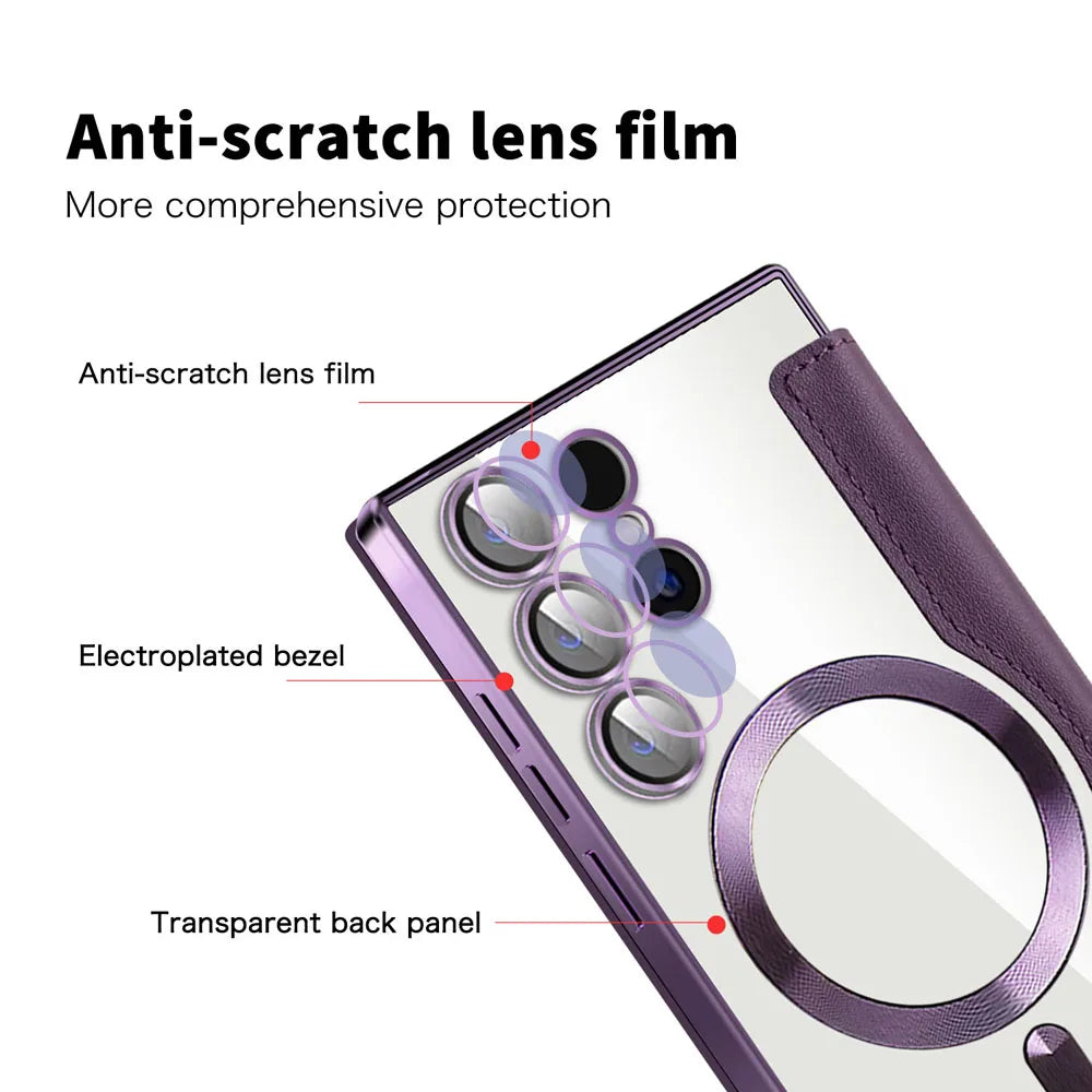 Premium Magnetic Leather Flip Case for Samsung Galaxy S24 Series