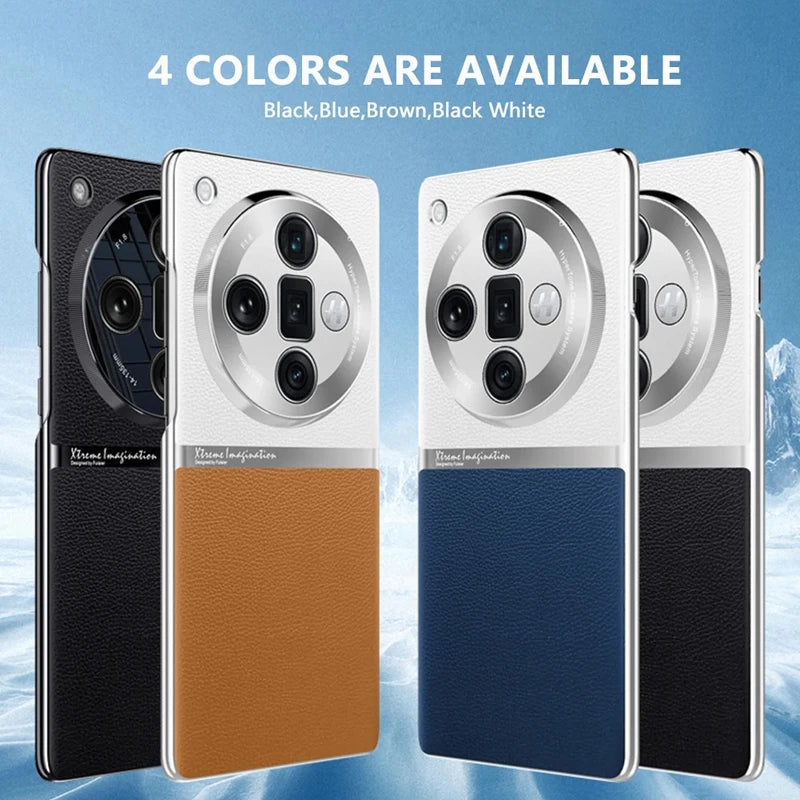 Luxury Electroplated Leather Case with Hard PC Frame for OPPO Find X7 and Find X7 Ultra