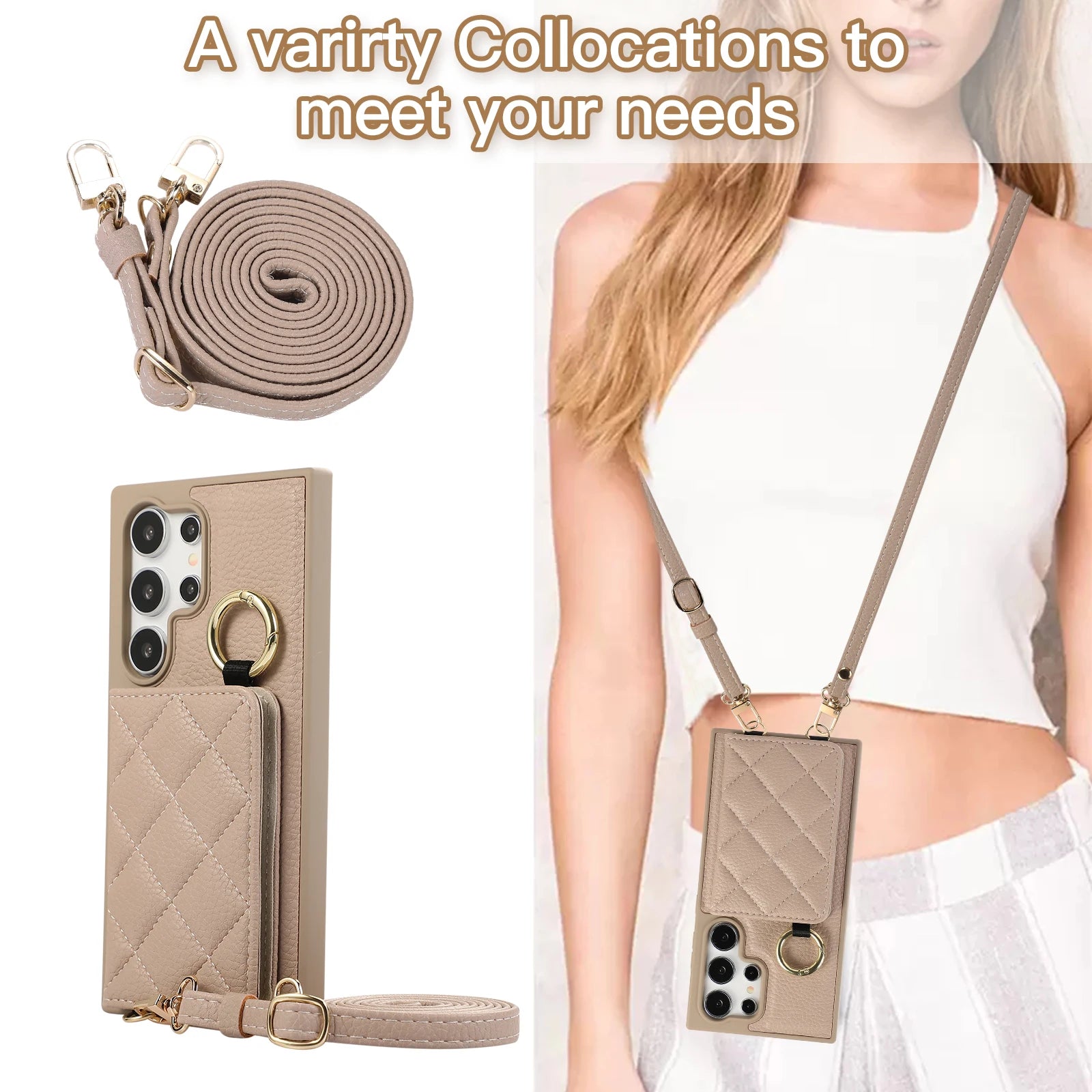 Plaid Pattern Leather Crossbody Wallet Case for Samsung Galaxy S25 Series