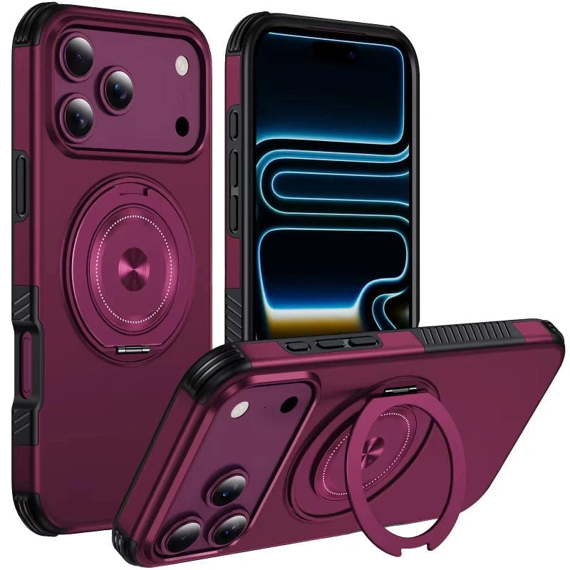 Shockproof Case with 360° Rotating Ring Stand for iPhone 18 Series