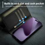 Carbon Fiber Pattern Leather Wallet Flip Case for iPhone 17 Series