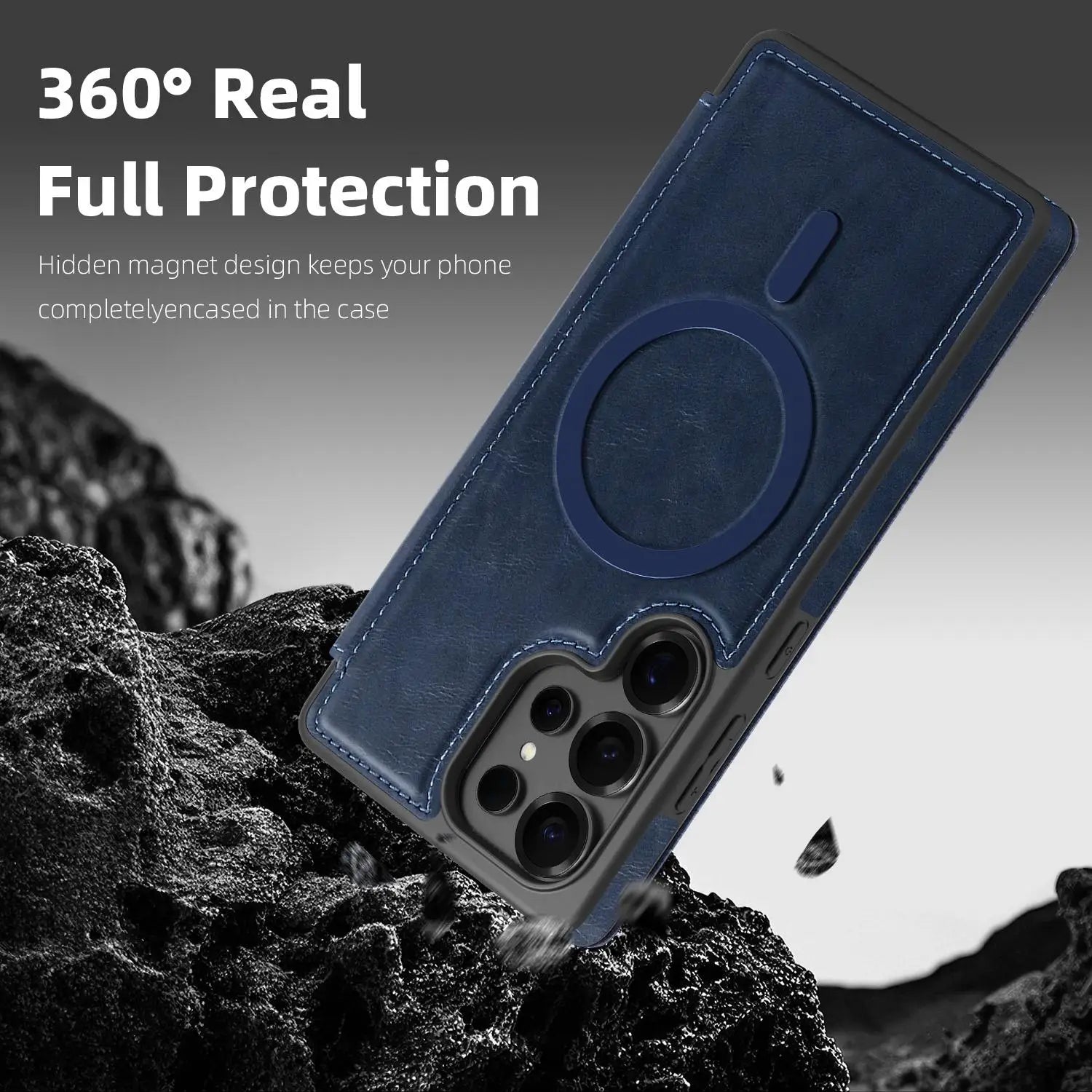 Samsung Galaxy S24 Ultra Protective Magnetic Flip Case with Card Slot