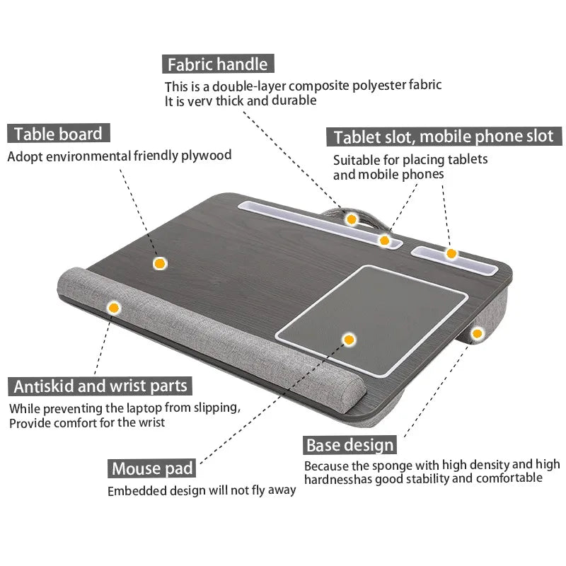 Multi-Function Laptop Table with Anti-Slip Bar