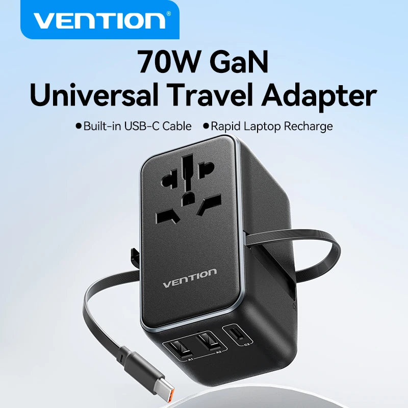 Vention 70W GaN Fast Charging USB-C Travel Adapter