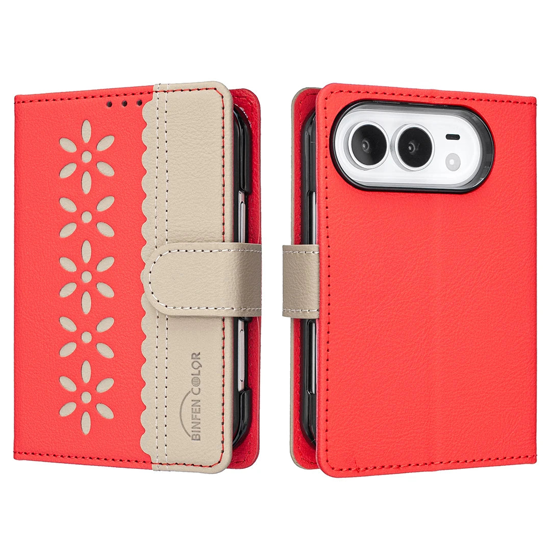 Premium Synthetic Leather Flip Wallet Case with RFID Blocking for iPhone Duo