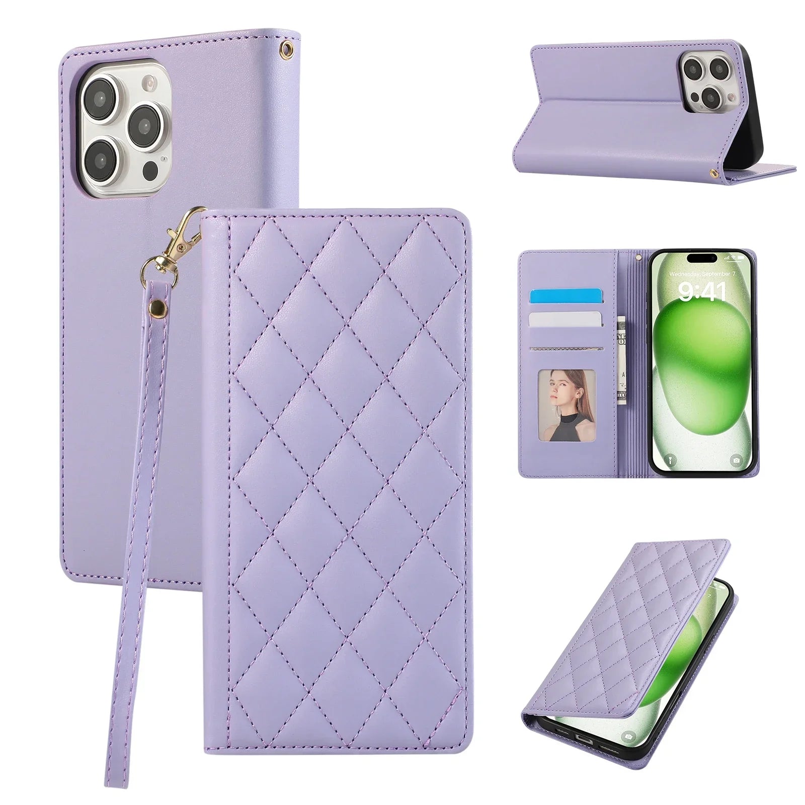 Protective Leather Wallet Case for iPhone 16 Series