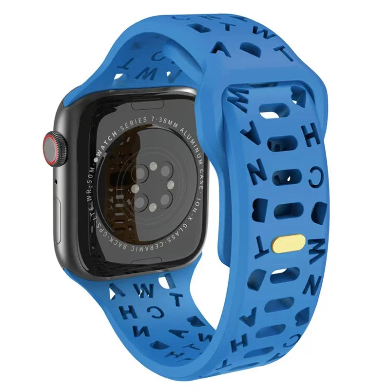 3D Engraved Silicone Sport Rubber Strap for Apple Watch