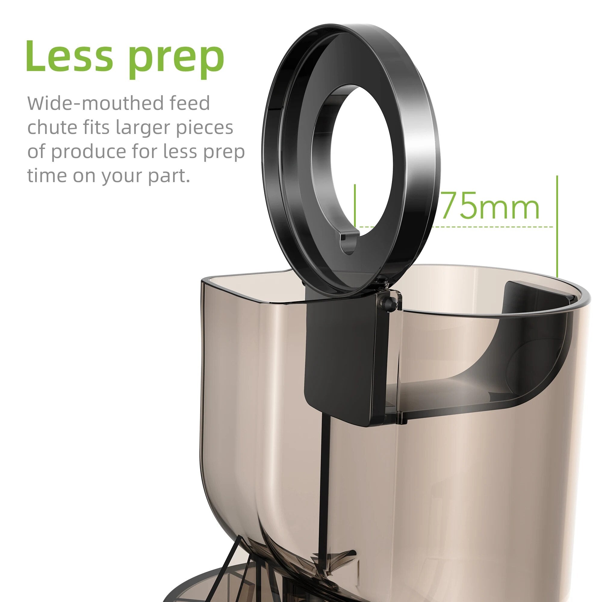 BioloMix Cold Press Juicer - 200W Slow Masticating Extractor, 75mm Feed Chute, Whole Fruit Compatible