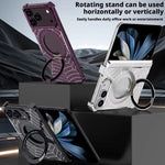 Spider Web Textured MagSafe Case with 360° Rotating Ring Stand for iPhone Duo