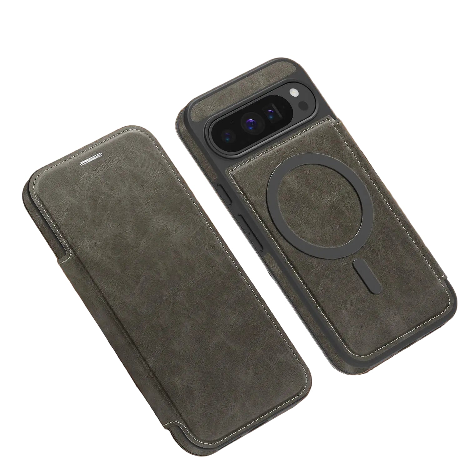 Google Pixel 10 Series Magnetic Leather Flip Case with Card Slot