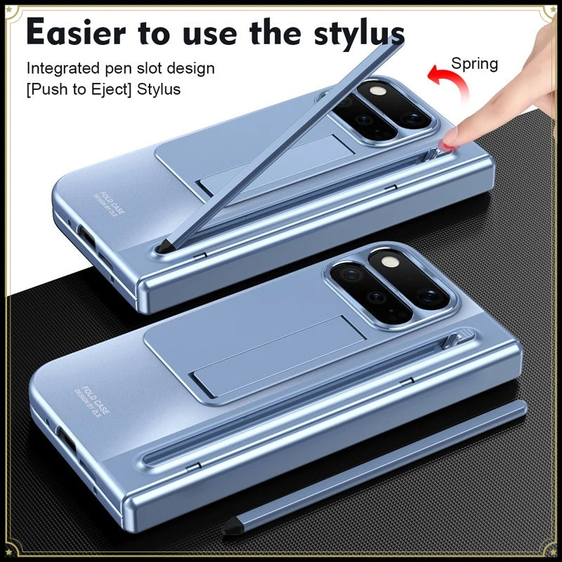 Hard PC Foldable Case with Spring-Ejection Stylus Slot for Google Pixel 10 Pro Fold