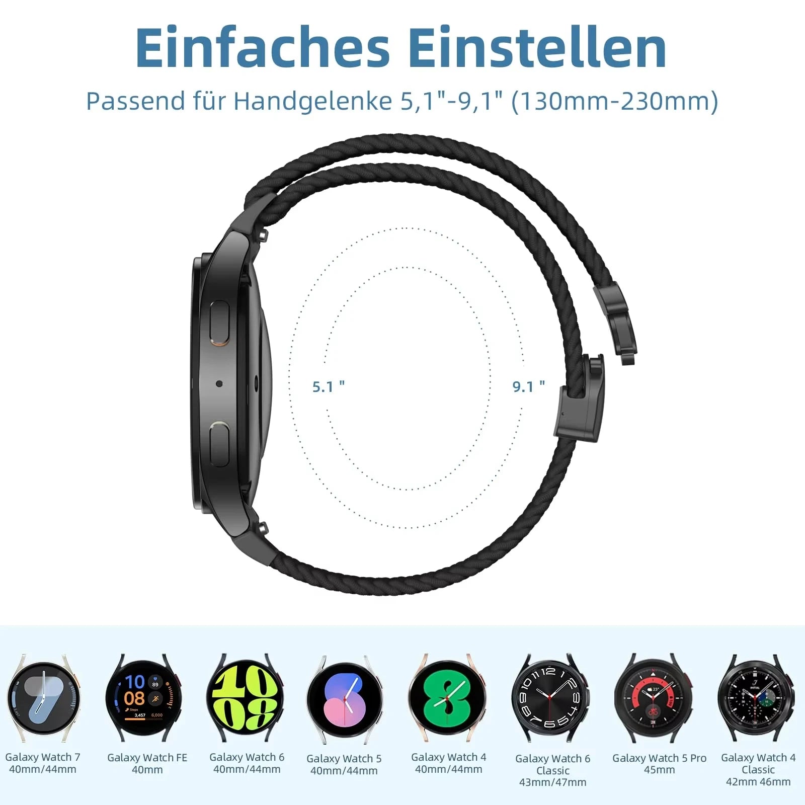 Parachute Braided Strap for Samsung Galaxy Watch 6 & Galaxy Watch 6 Classic