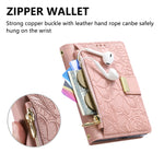 Embossed Leather Wallet Flip Case with Adjustable Stand for iPhone Duo