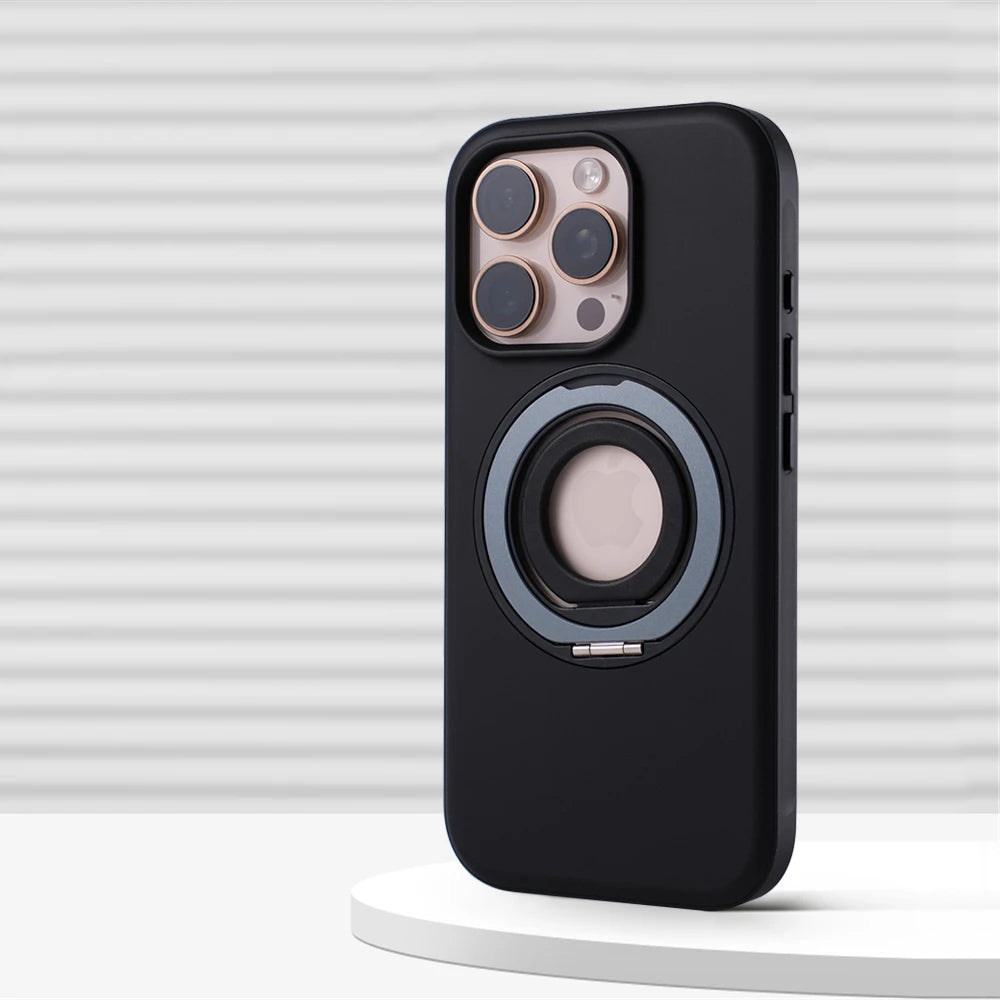 iPhone 16 Series Protective Armor Hollow MagSafe Case with 360° Rotating Ring Stand