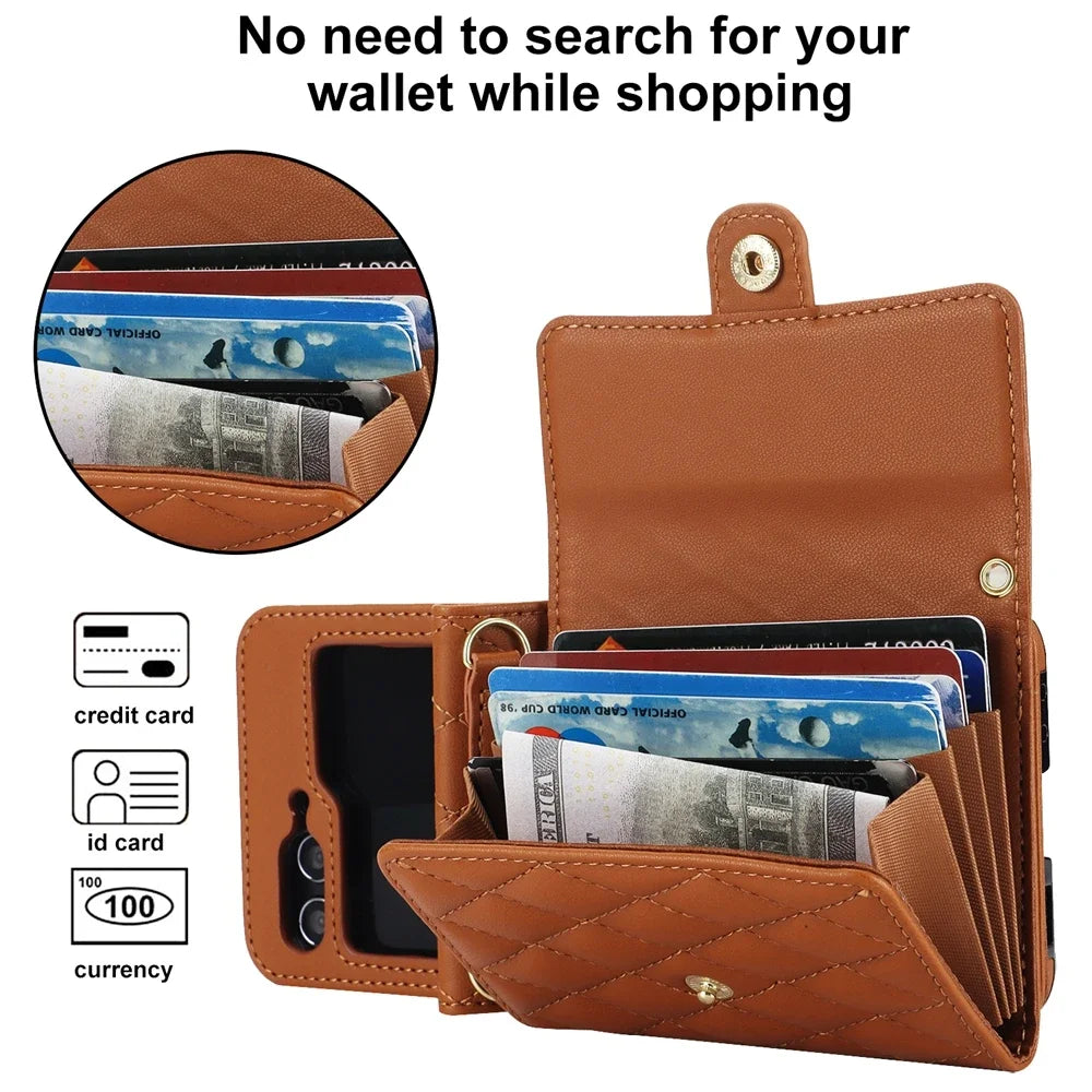 Stylish Leather Wallet Flip Case for Samsung Galaxy Z Flip 6