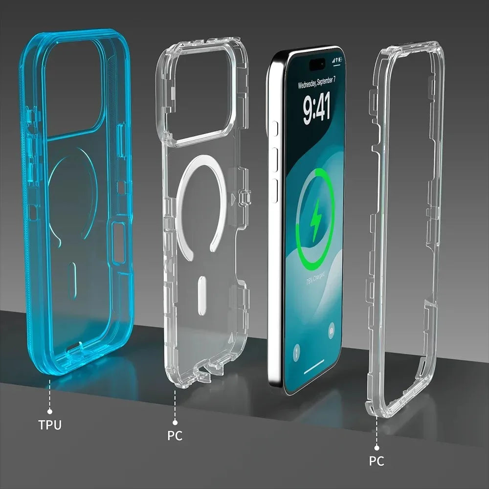 Heavy Duty Clear Protective MagSafe Case with Belt Clip for iPhone 17 Series