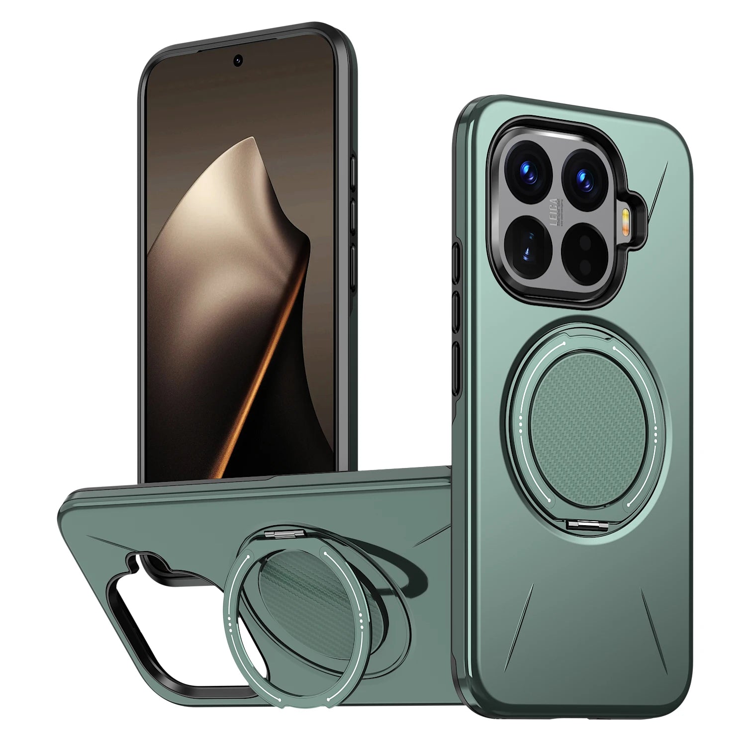 Heavy-Duty TPU and Hard PC Case with Ring Holder for Xiaomi 15T / 15T Pro