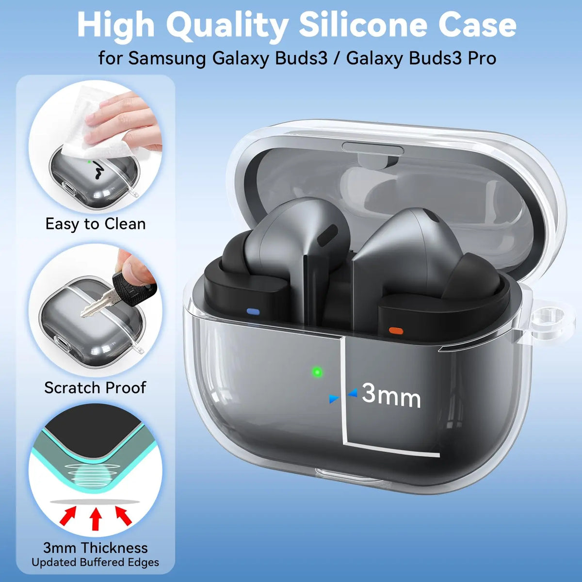 Wireless Charging Silicone Case for Samsung Galaxy Buds 3