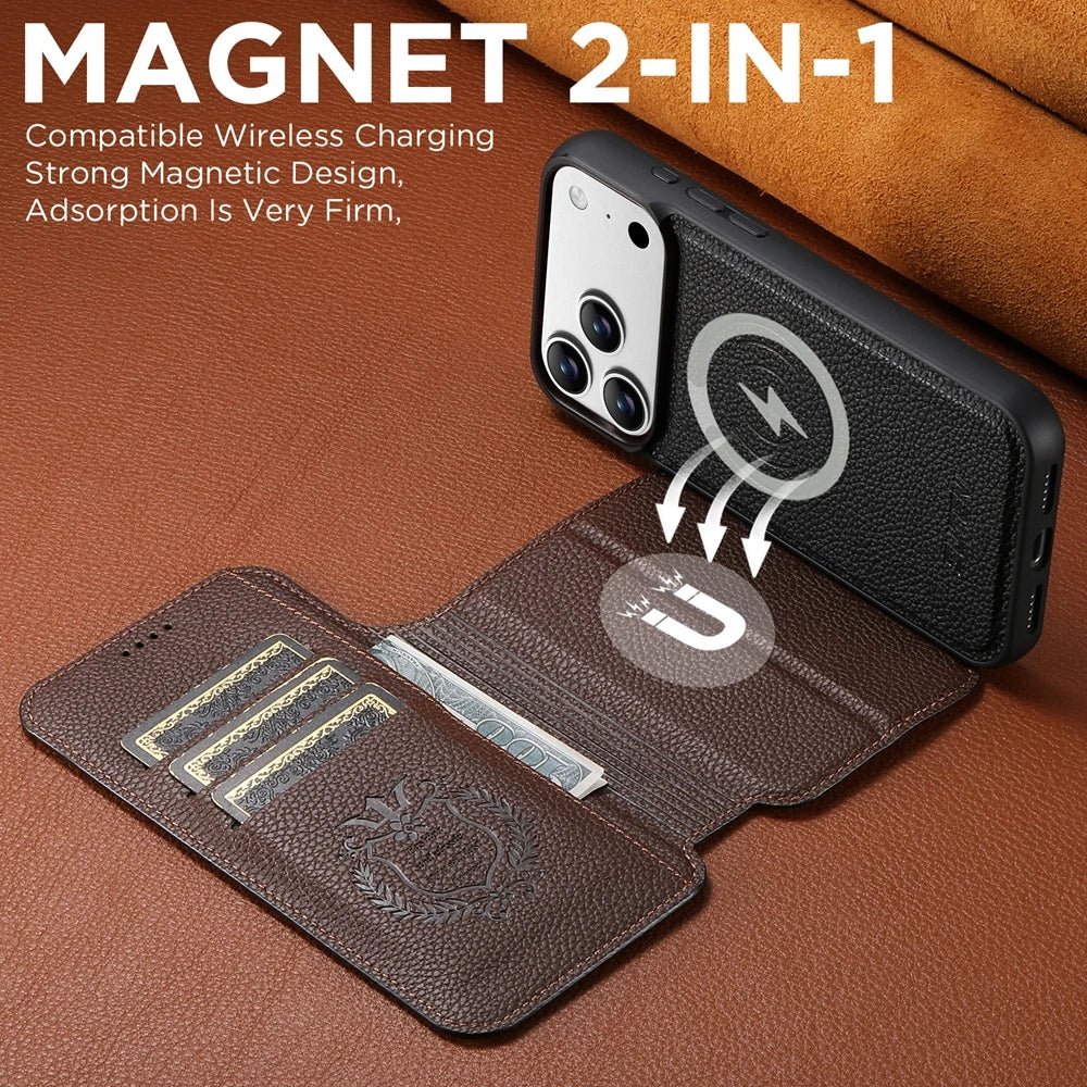 Premium Flip Leather MagSafe Wallet Case for iPhone 17 Series