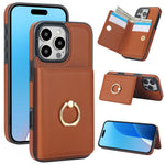 Premium Leather Wallet Case with 360° Ring for iPhone 16 Series