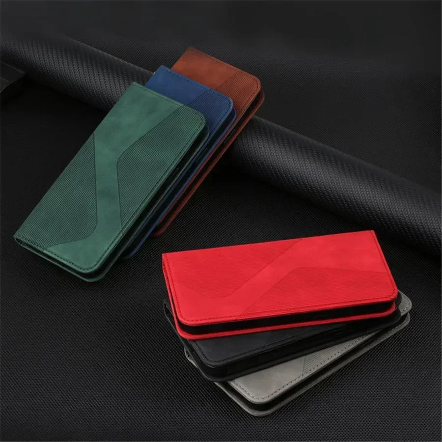 OnePlus 15 Magnetic Flip Wallet Case with Leather Texture