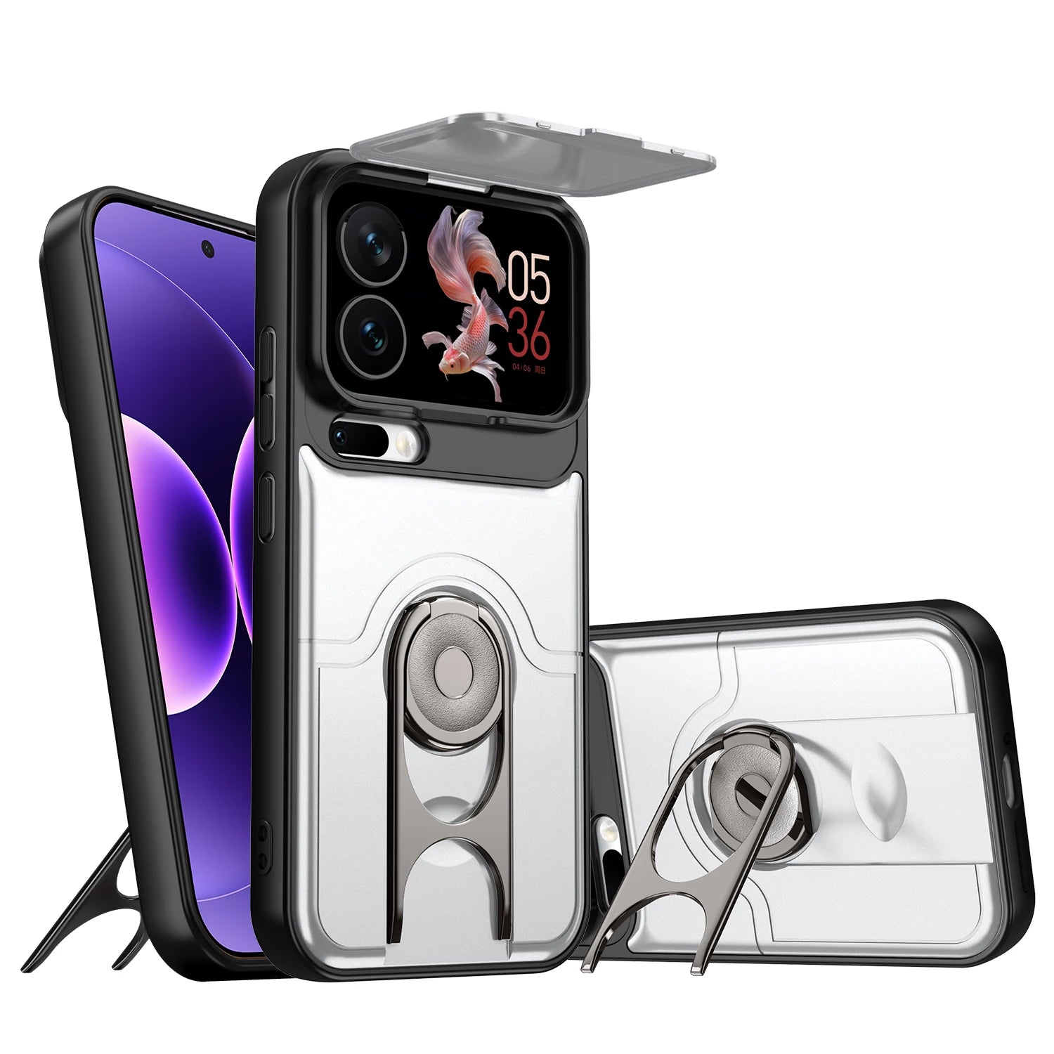 Rugged Case with Ring Stand and Lens Cover for Xiaomi 17 Series
