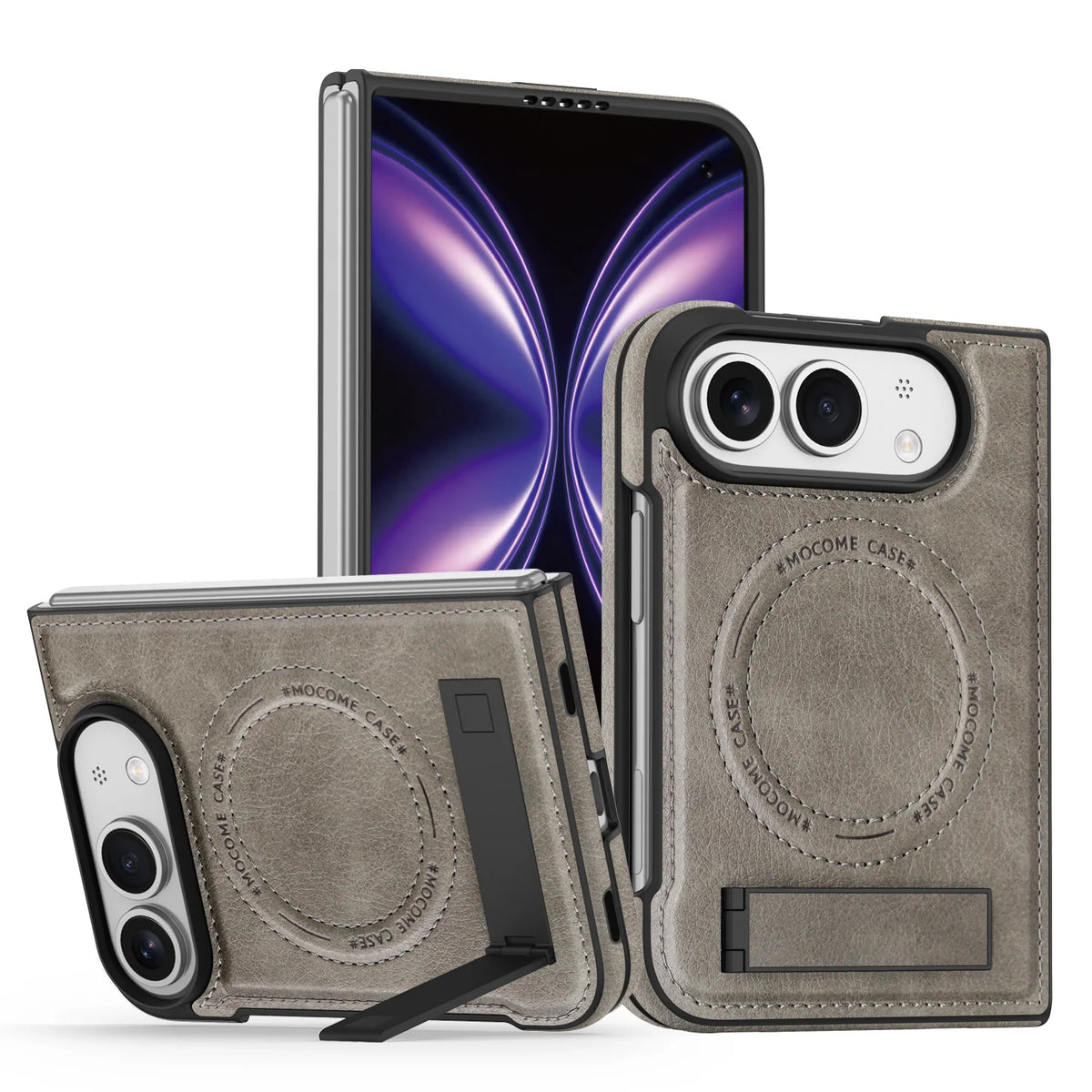 Leather Kickstand Case with MagSafe Alignment Ring for iPhone Duo