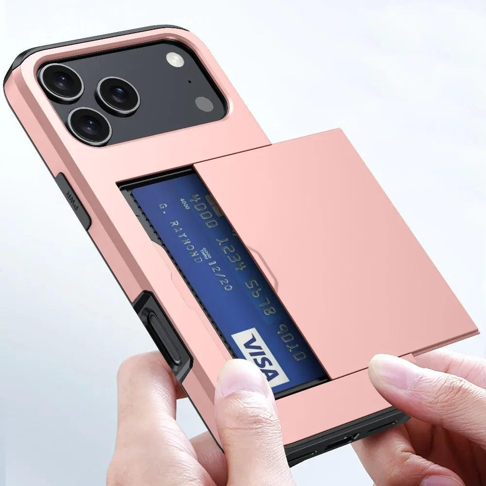 Heavy-Duty Armor Case with Built-In Card Holder for iPhone 17 Series